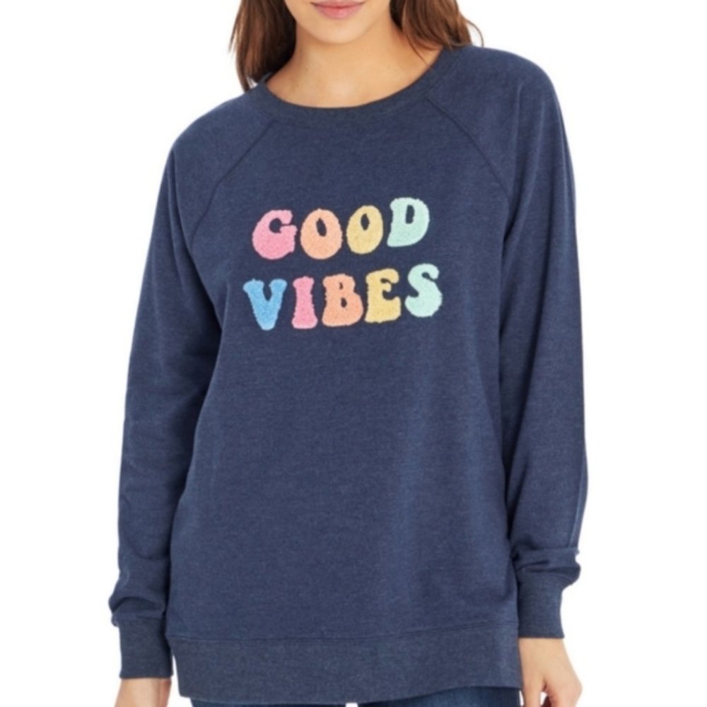 Wildfox Good Vibes Long Sleeve Crew Sweatshirt